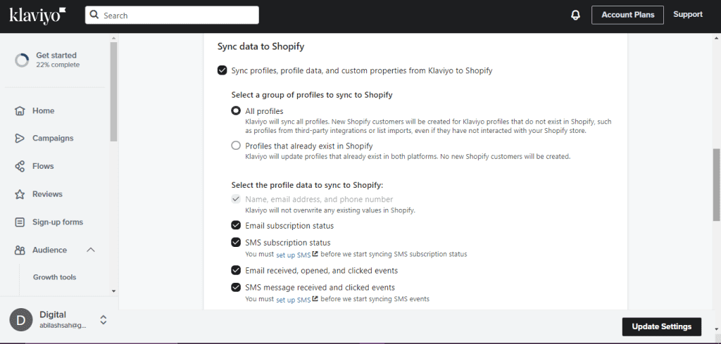 Klaviyo Shopify Integration 4